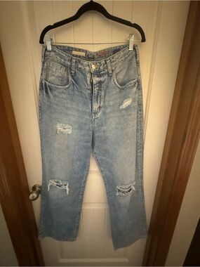 Pilcro Light Blue Distressed Wide-Leg Jeans